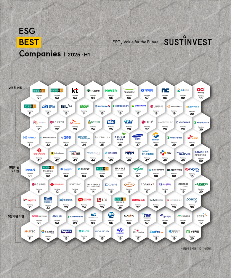 서스틴베스트 '2025년 상반기 ESG Best Companies'. 이미지ㅣ동아쏘시오홀딩스