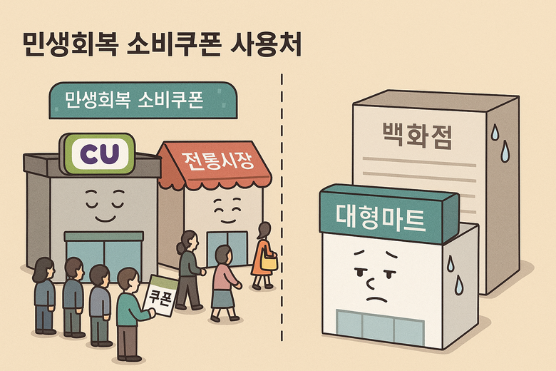 대형마트·백화점, 민생회복 소비쿠폰 사용처에서 제외. 이미지ㅣ챗GPT 