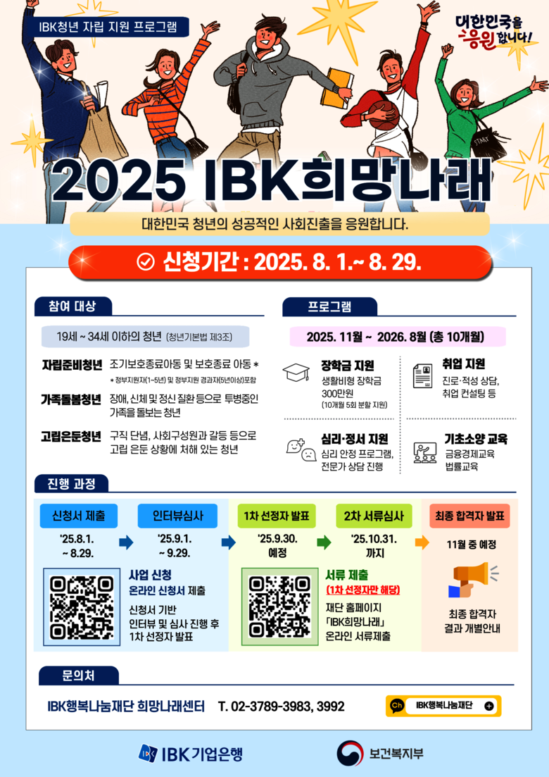 기업은행, 청년 자립 지원을 위한 ‘2025 IBK희망나래’ 실시