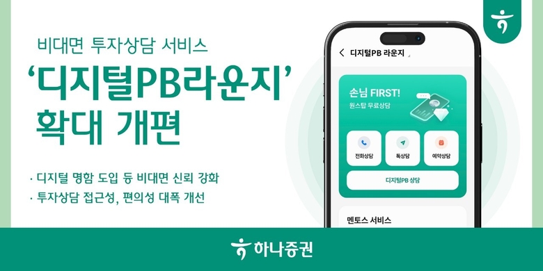 하나증권, 비대면 투자상담서비스 ‘디지털PB라운지’ 확대 개편