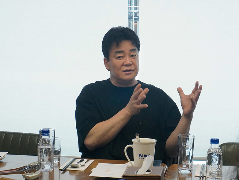 지난 5월 더본코리아 기자간담회에 참석한 백종원 대표. 사진ㅣ더본코리아