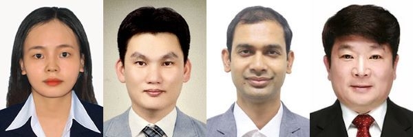 왼쪽부터 응우옌 티 수언 석사과정생, 안재성 교수, 수딥 몬달 교수, 오정환 교수. 사진ㅣ국립부경대학교 
