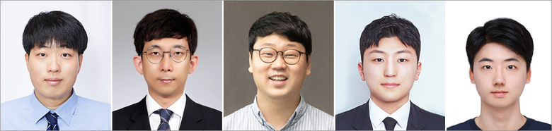 연구진-왼쪽부터 김채빈 교수, 이재근 교수, 안효성 교수, 나채성 학생, 신상수 학생. 사진ㅣ부산대학교 